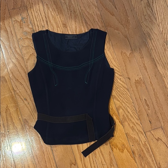 Prada Blue Fitted Sleeveless Tank Top - Picture 4 of 7